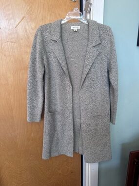 Monteau Gray Open-Front Long Cardigan Coat, size small